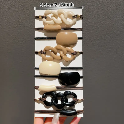 12pcs Elegant Milk Coffee Color Hair Ties - Chic Acrylic Ponytail Holders for Women & Girls, Simple Style Hair Accessories