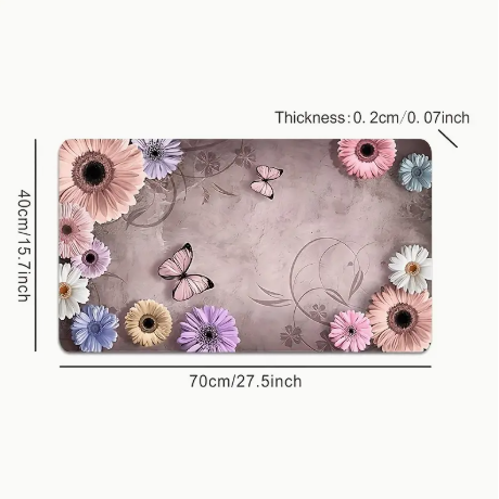 Large Colorful Flower And Butterfly Pattern Rectangular Mouse Pad