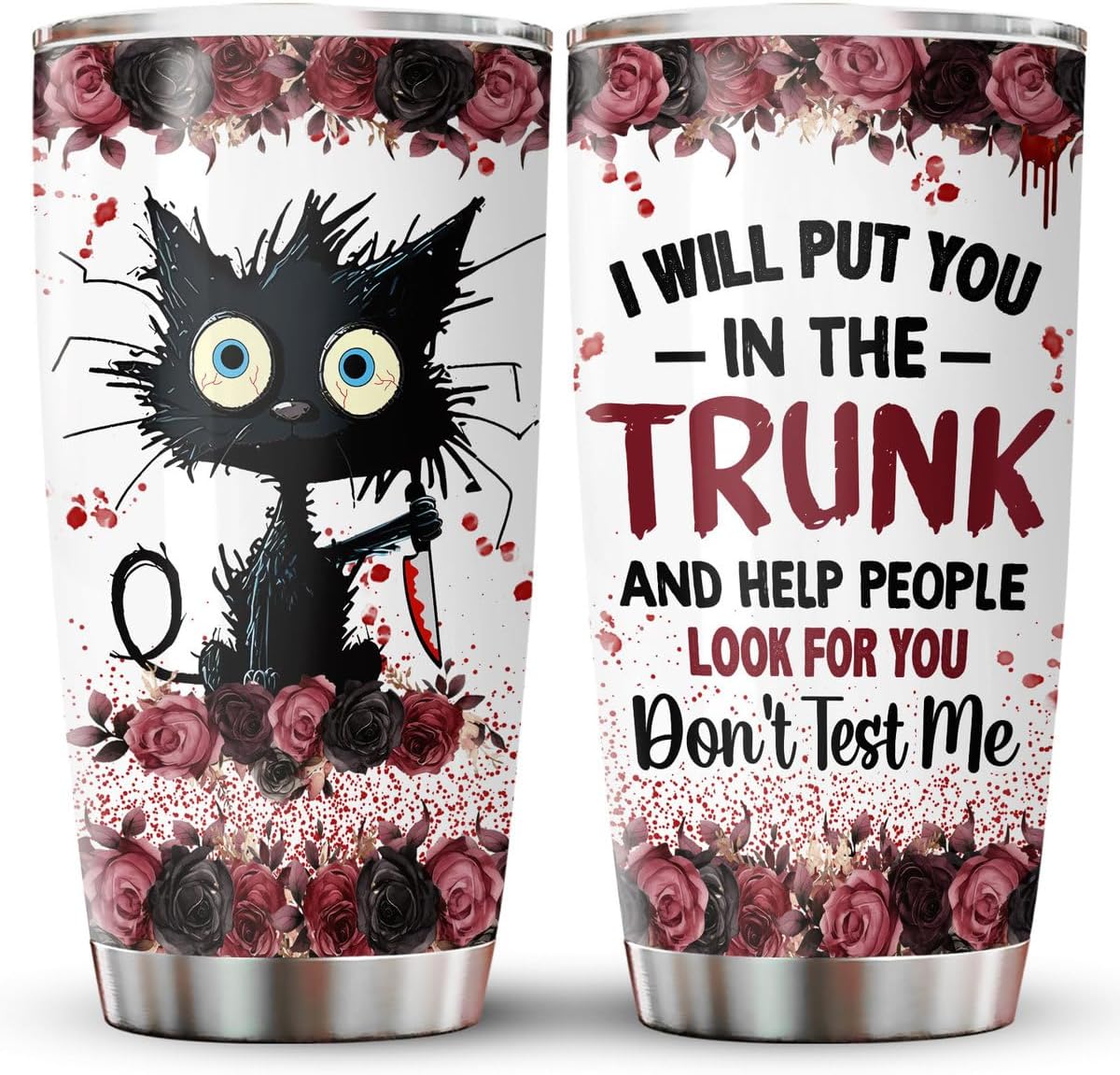 20 oz Stainless Steel "Fizzy" Black Cat Tumbler
