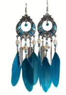 Boho Red Feather Tassel Earrings – Vintage Statement Dangle Hooks