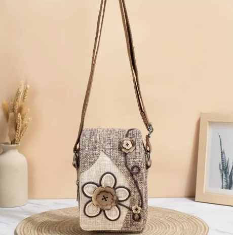 Retro-Inspired Floral Crossbody Phone Bag – Convertible Shoulder Bag with Adjustable Strap | Compact, Stylish & Smartphone-Friendly