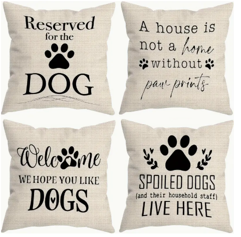 Funny Dog Lover Throw Pillow Covers - Set of 4