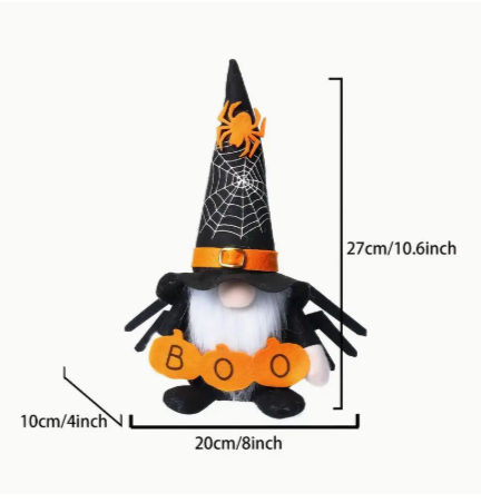 🕷️ 2pcs Halloween Spider Boo Gnome Figurine Set – Spooky Cute Indoor Party Decor (Black & Orange)