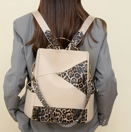 Fierce Meets Functional – Leopard Print Convertible Fashion Backpack
