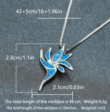 Unique Blue Opal Torch Flame Pendant Necklace – Dainty Fire-Inspired Statement Jewelry for Women