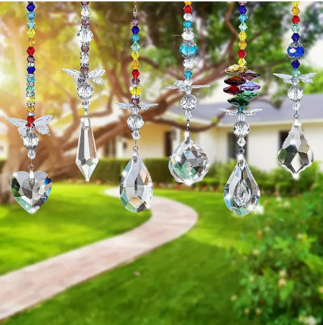 6-Piece Rainbow Crystal Prism Suncatcher Set – Hanging Window Ornaments for Home & Garden Decor