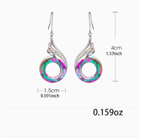 π Bohemian Rainbow Phoenix Drop Earrings β Lightweight Dangle Hoops with Marquise-Cut Stones & White Gold Plating