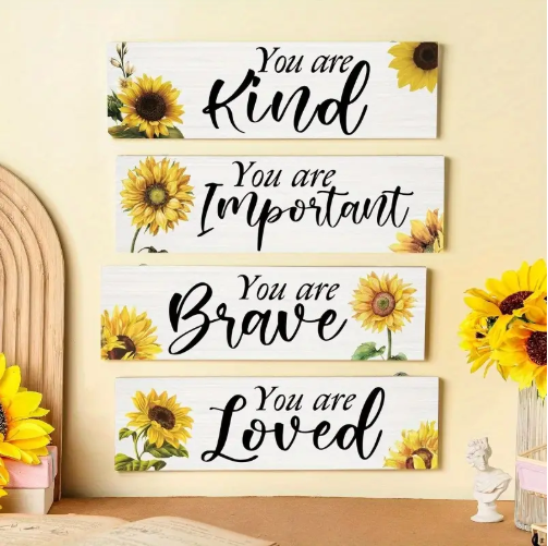 4pcs Sunflower Inspirational Wall Art Set