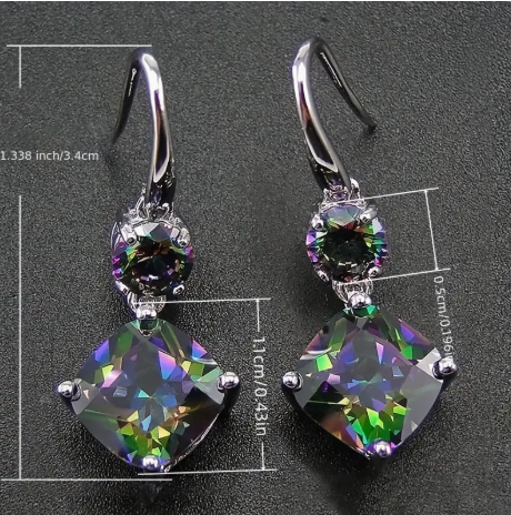 🦄 Rainbow Mystic Topaz Drop Earrings - Sparkling Multicolor Zirconia Statement Jewelry for Daily Wear & Special Occasions