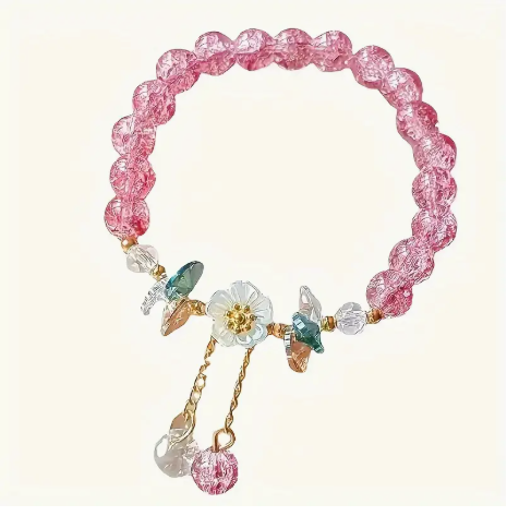 3-Piece Bohemian Flower Bead Bracelet Set โ Colorful Crystal Beads with Dainty Charms, Cute Stacked Bracelets for Women