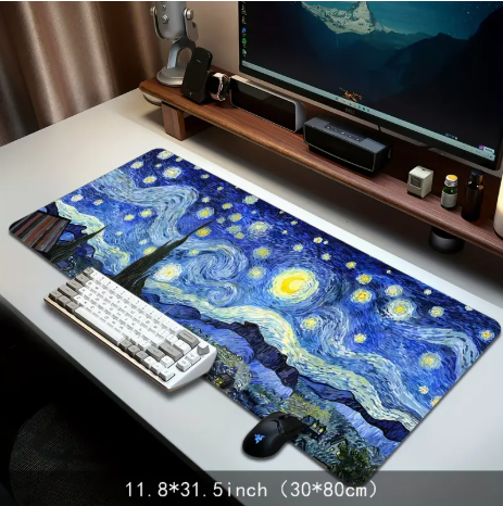 Van Gogh Starry Night Inspired Large Desk Mouse Pad
