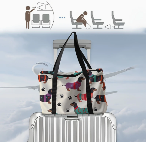 Large Capacity Travel Duffel Bag – Cartoon Sausage Dog Print, Durable Polyester for Gym, Yoga & Weekend Trips