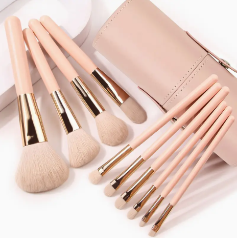 11pcs High End Professional Makeup Brush Set w/Portable Faux Leather Case