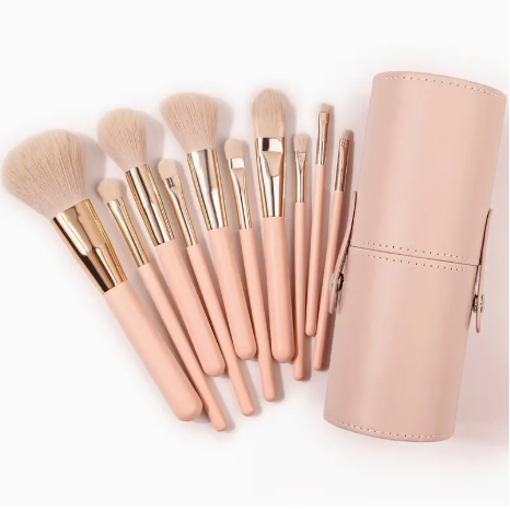 11pcs High End Professional Makeup Brush Set w/Portable Faux Leather Case