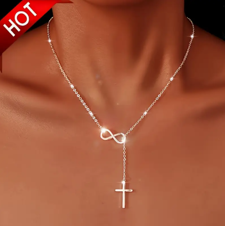 Sterling Silver Infinity Cross Pendant Necklace for Women – Hypoallergenic Christian Jewelry, Elegant Faith Symbol Chain