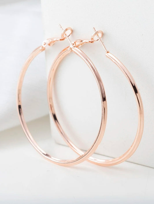 Large Rose Gold Hoop Earrings – Lightweight 4.5cm Statement Fashion Jewelry for Everyday or Special Occasions