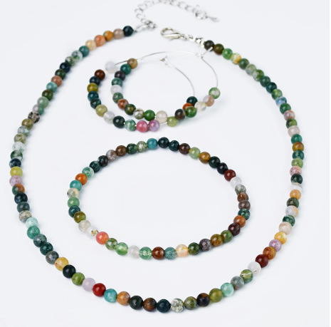 3pcs Jewelry Set with Natural Agate Beads