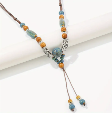 Boho Ceramic Bead Charm Y-Necklace for Women