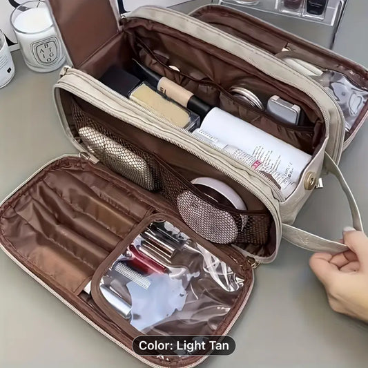 Women’s Large Capacity Cosmetic Bag – Tri-Fold Travel Makeup Organizer