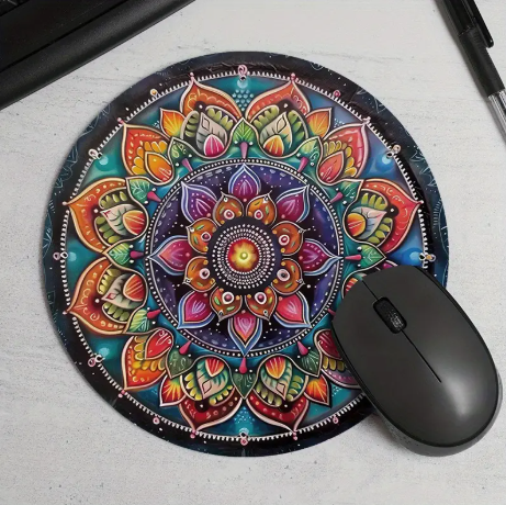 Colorful Mandala Print Round Mouse Pad