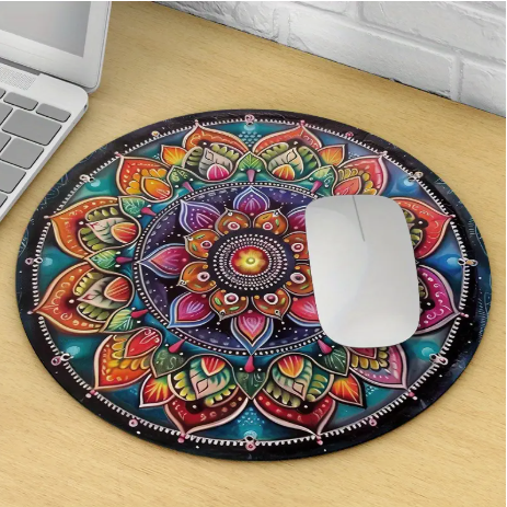 Colorful Mandala Print Round Mouse Pad