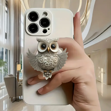 Owl-Shaped Acrylic Phone Ring Holder