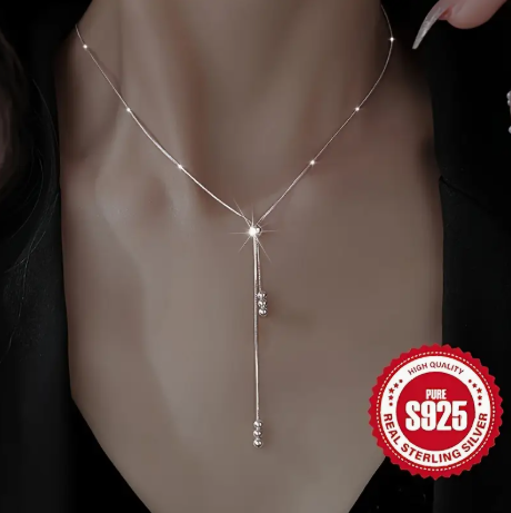 925 Sterling Silver Elegant Y-Shaped Necklace