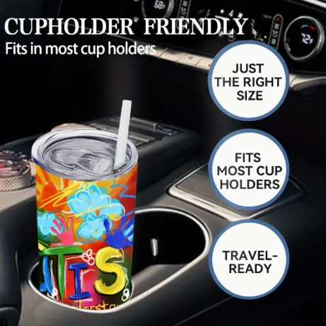 Autism Awareness 20oz Stainless Steel Insulated Tumbler – Travel Mug with Lid & Straw, Reusable Double-Wall Cup