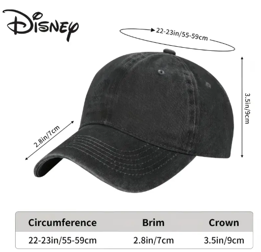 🧢 Disney Stitch & Lilo Adjustable Baseball Cap – Black Denim Hat with Vibrant Cartoon Print