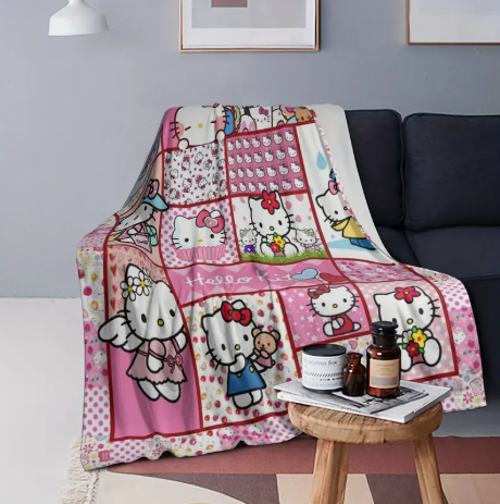 Sanrio Hello Kitty Flannel Throw Blanket - Perfect Gifts Soft & Warm For Couch, Bed, Office Nap - Modern Knit Design, Machine Washable