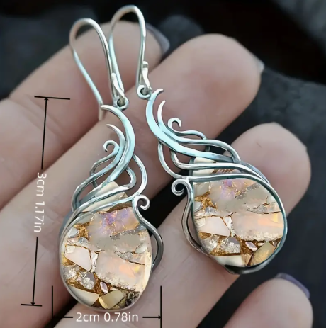 Bohemian Vintage-Style Turquoise Drop Earrings – Swirl Flame Design