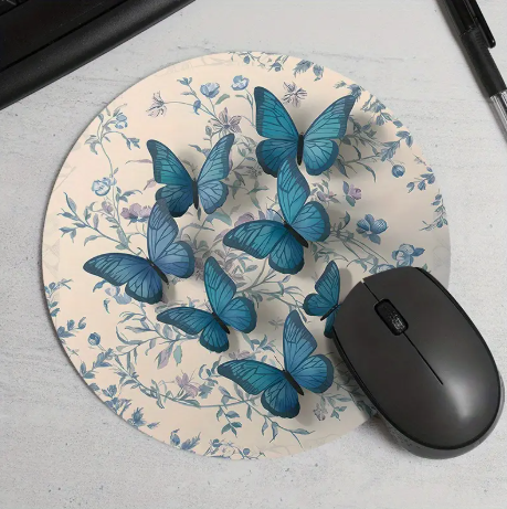 Butterfly Print Round Mouse Pad