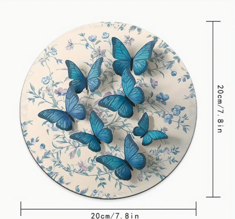 Butterfly Print Round Mouse Pad