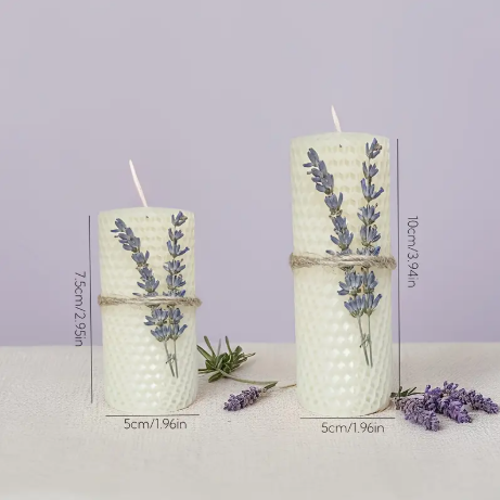 2-Piece Beeswax Lavender Candle Gift Set – Handcrafted Scented Candles