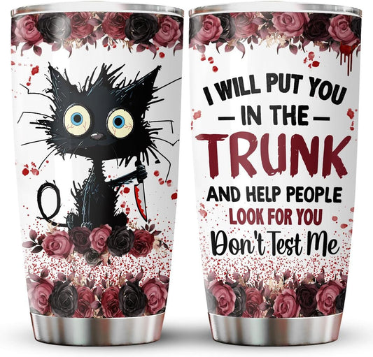 20 oz Stainless Steel "Fizzy" Black Cat Tumbler