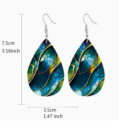 Shell Pattern Teardrop Earrings – Lightweight Vegan Leather Dangles | Soft PU Leather, Casual Chic Gift Idea
