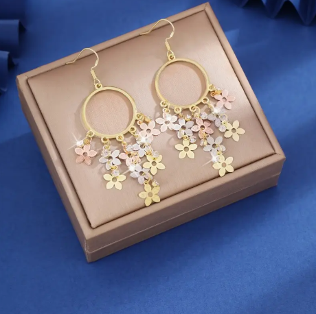Multiple Colorful Flower Design Earrings