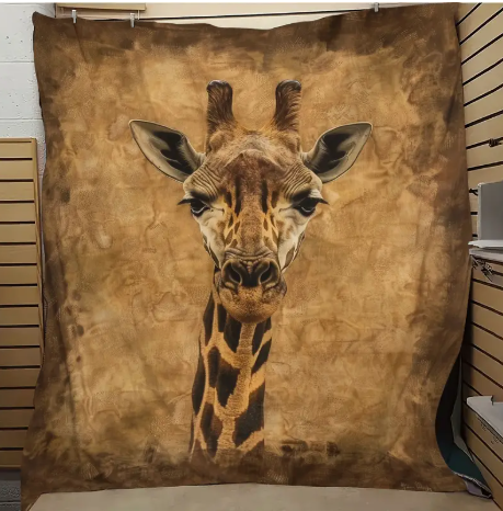 Vintage Giraffe Soft Flannel Blanket