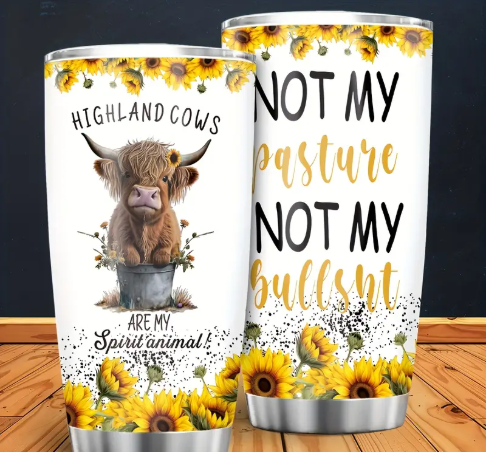 20 oz Stainless Steel Highland Cow Travel Tumbler