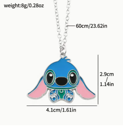 🧵 Adorable Stitch Charm Necklace & Bracelet Set – Colorful Cartoon Jewelry Combo for Fans