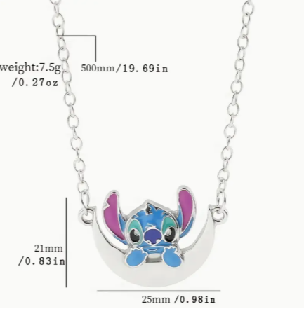 🧸 Stitch Charm Jewelry Set – 2-Piece Cartoon Necklace & Bracelet with Hearts | Cute Disney-Inspired Gift for Kids & Fans