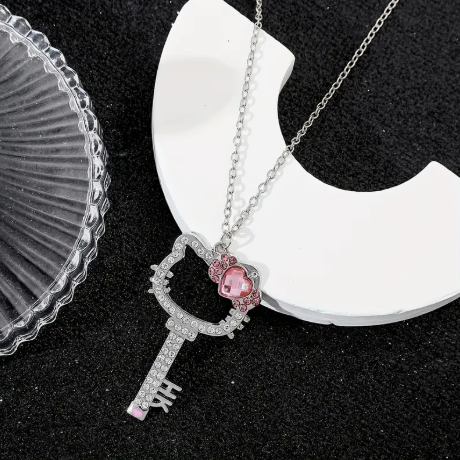Hello Kitty Rhinestone Key Pendant Necklace – Official Sanrio Jewelry