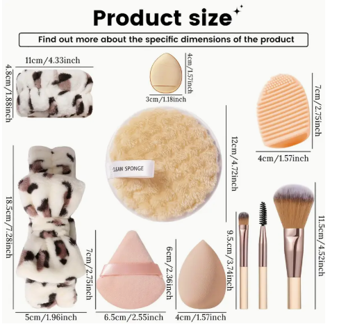 18pcs Makeup Essentials Kit: All-In-One Set with Face Wash Headband