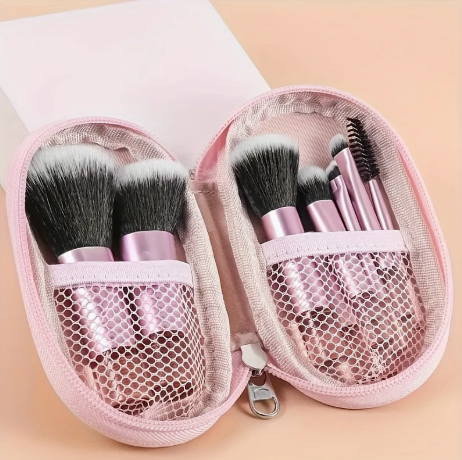 10-Piece Mini Travel Makeup Brush Set – Minimalist Design with Portable Storage Bag, Compact Cosmetic Brushes for On-the-Go Beauty
