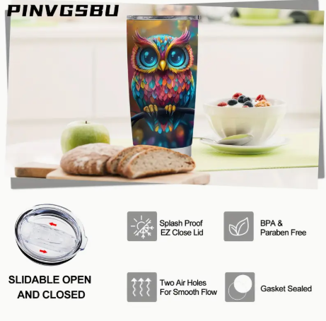🦉 Vibrant Owl & Floral Fantasy 20oz Stainless Steel Tumbler