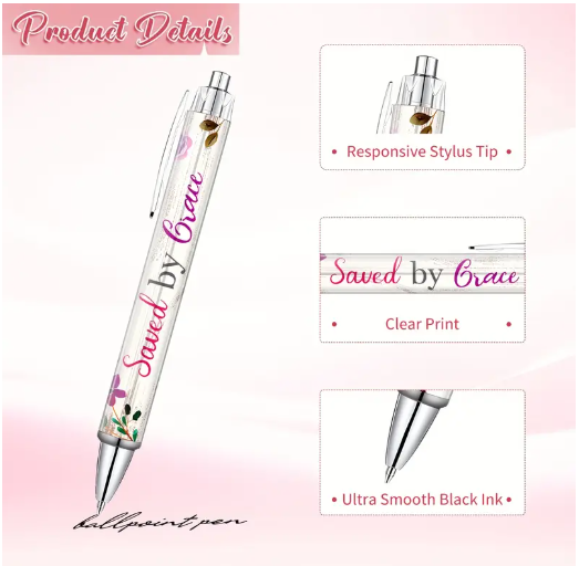 Set of 10 Christian Inspirational Pens for Women – Floral Designs, Bible Verses & Faith Quotes | Retractable Ballpoint Pens