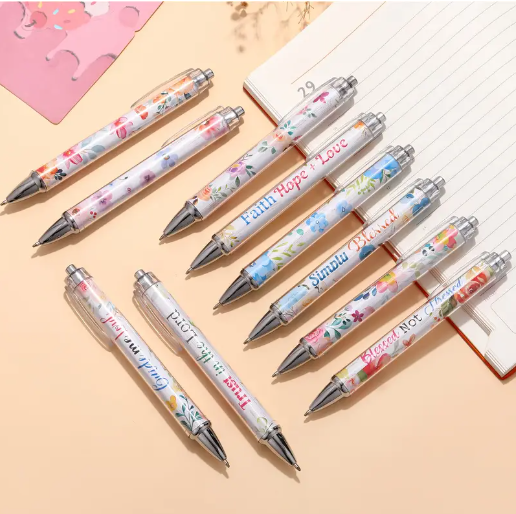 Set of 10 Christian Inspirational Pens for Women – Floral Designs, Bible Verses & Faith Quotes | Retractable Ballpoint Pens