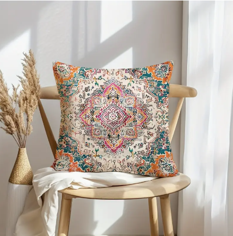 Rustic Farmhouse Bohemian Ethnic Style Throw Pillow Covers - Set of 4