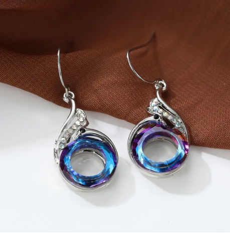 🌈 Bohemian Rainbow Phoenix Drop Earrings – Lightweight Dangle Hoops with Marquise-Cut Stones & White Gold Plating