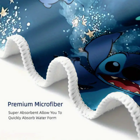 Disney Stitch & Angel Microfiber Beach Towel – Quick-Dry, Soft & Absorbent | Cute Cartoon Towel for Beach, Yoga, Pool, Travel & Gifts